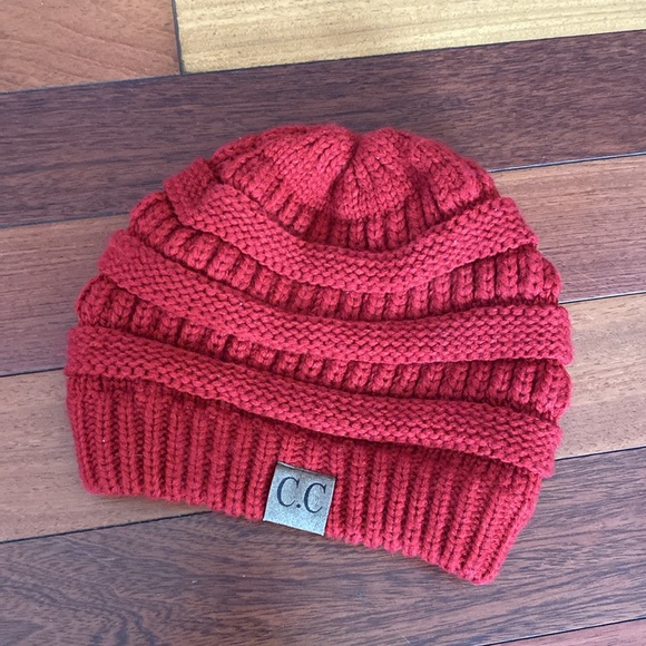 C.C Accessories - C.C Beanie Classic Fuzzy Lined Burgundy Winter Hat Warm Cozy